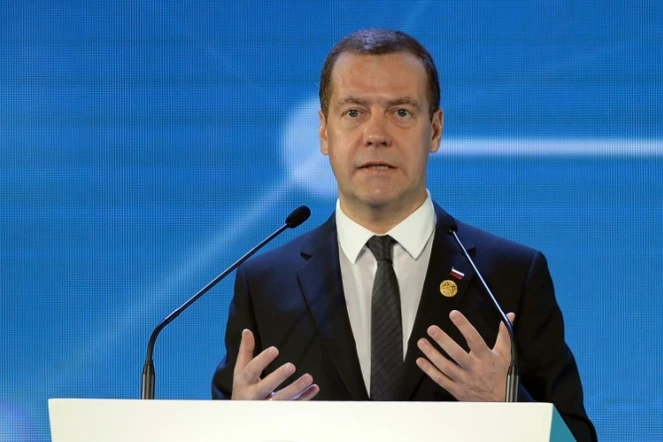 Le Premier ministre russe Dmitri Medvedev lors du Forum annuel de la Coopération économique pour l'Asie-Pacifique (Apec) à Manille le 18 novembre 2015