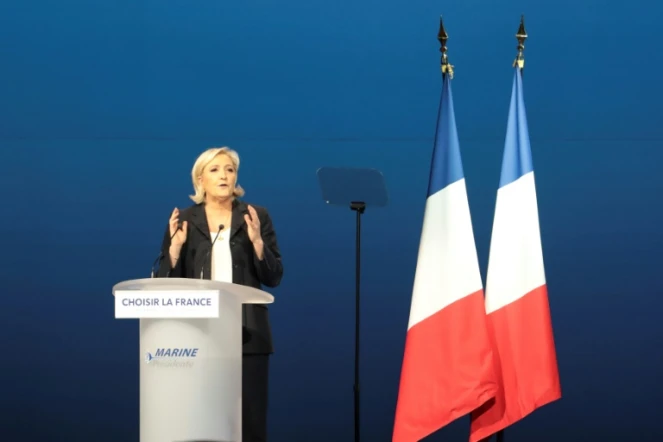 Marine Le Pen au Parc des Expositions de Villepinte, le 1er mai 2017