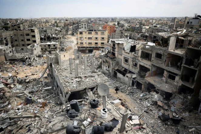 La ville de Khan Younès, dans le sud de la bande de Gaza, en ruines après des bombardements israéliens, le 2 mai 2024