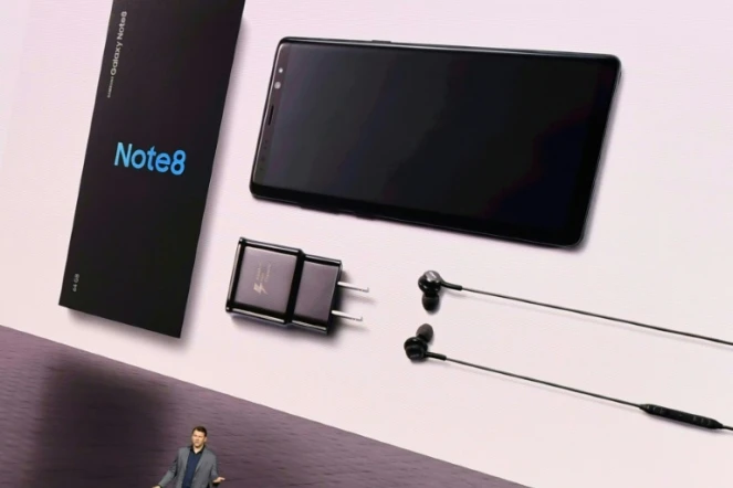 Présentation du nouveau smartphone grand-écran Galaxy Note 8, le 23 août 2017 à New York