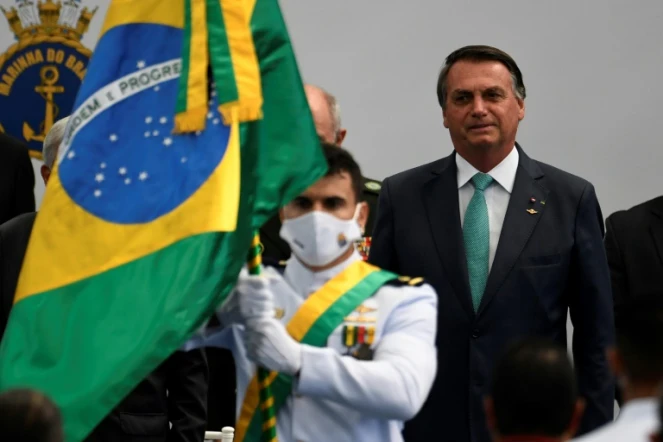 Le président brésilien Jair Bolsonaro, lors d'un hommage aux athlètes militaires brésiliens de retour des JO de Tokyo, le 1er septembre à Rio de Janeiro
