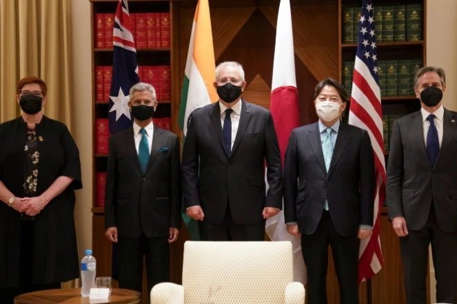 Les ministres des Affaires étrangères des Etats-Unis, de l'Australie, du Japon et de l'Inde --les pays du Quad -, à Melbourne (Australie) le 11 février 2022