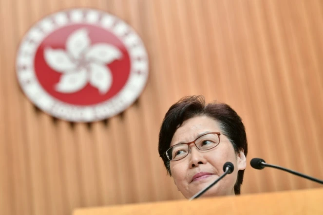 La cheffe de l'exécutif hongkongais Carrie Lam, lors d'une conférence de presse, le 3 septembre 2019 à Hong Kong