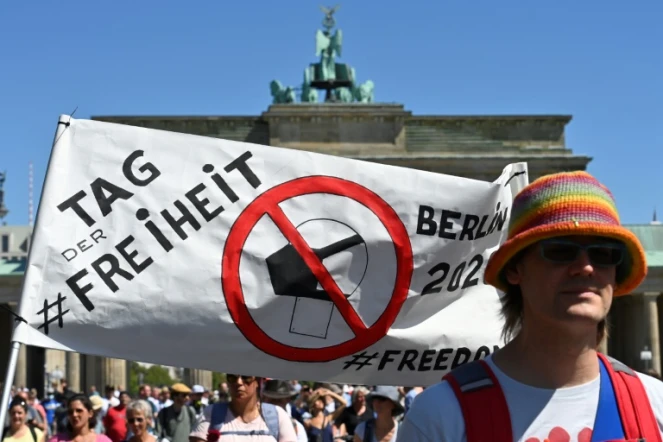 Manifestation contre les mesures sanitaires anti-Covid 19 à Berlin, le 1er août 2020