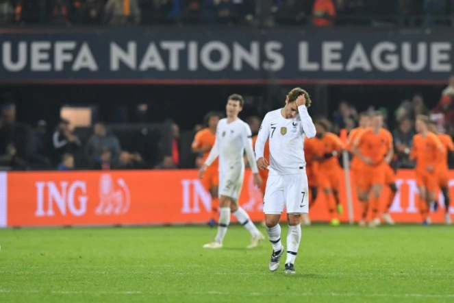L'attaquant français Antoine Griezmann après le match perdu de la France contre les Pays-Bas en Ligue des nations, à Rotterdam le 16 novembre 2018