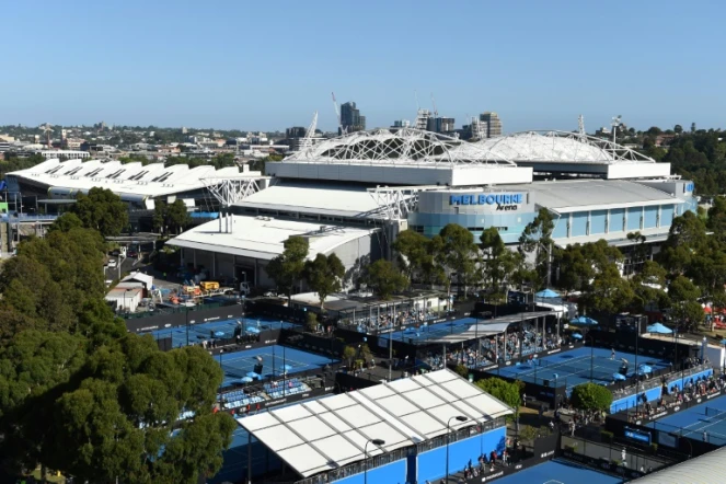 Vue générale des courts de tennis du Melbourne Park, le 19 janvier 2019  
