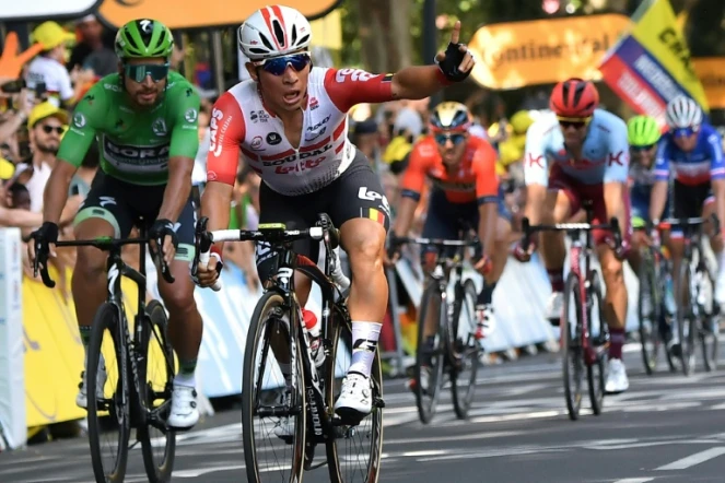 L'Australien Caleb Ewan (Lotto), vainqueur de la 11e étape du Tour de France, le 17 juillet 2019 à Toulouse