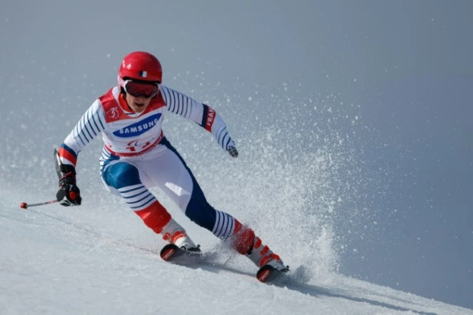 La skieuse française Marie Bochet lors du slalom géant des Jeux paralympiques, le 14 mars 2018 à Pyeongchang