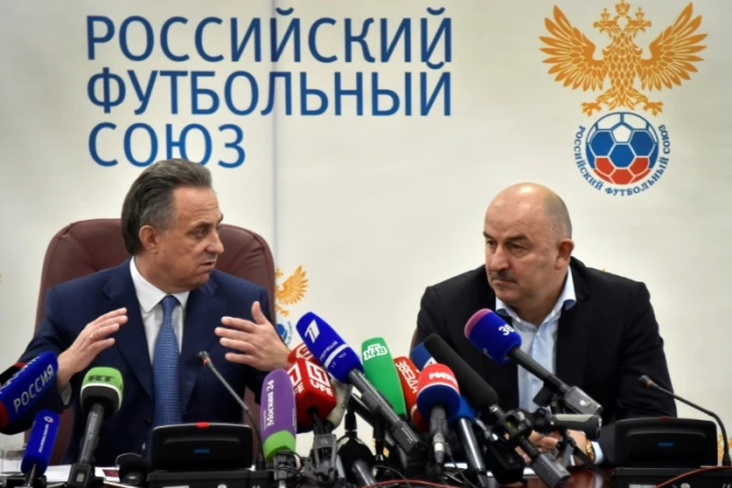 Le ministre russe des Sports Vitali Moutko lors de la présentation du sélectionneur Stanislav Tchertchessov, le 11 août 2016 à Moscou