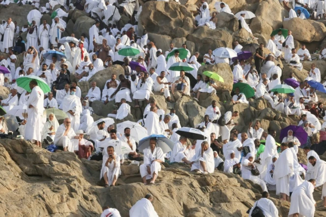Des pèlerins prient sur le mont Arafat, au deuxième jour du hajj, le 5 juin 2025