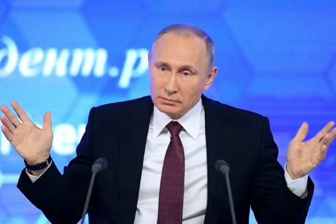 Vladimir Poutine lors d'une conférence de presse le 23 décembre 2016 à Moscou 