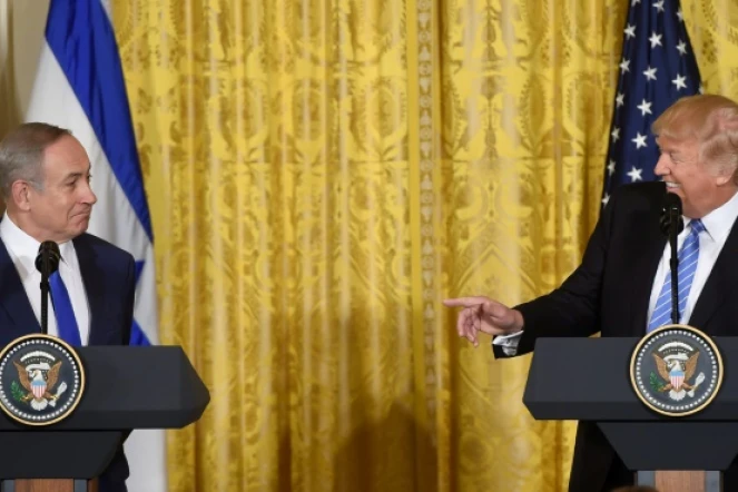 Le Premier ministre israélien Benjamin Netanyahu et le président américain Donald Trump, le 15 février 2017 à la Maison Blanche, Washington
