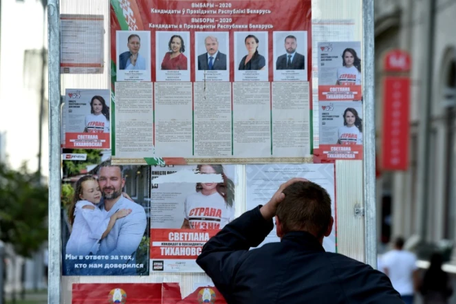Affiches électorales à Minsk, le 8 août 2020