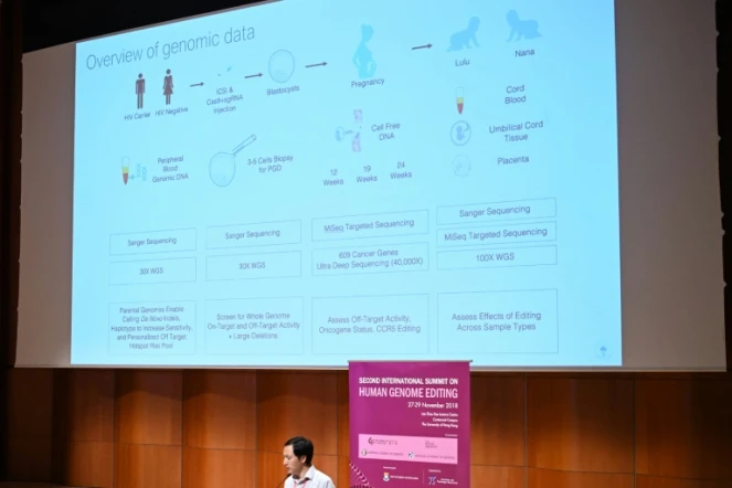 Le scientifique chinois He Jiankui  lors du second Sommet international sur l'édition du génome le 28 novembre 2018 à Hong Kong