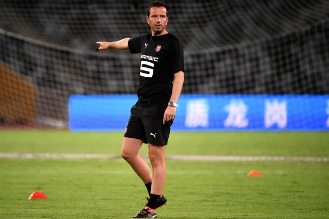 L'entraîneur de Rennes, Julien Stéphan, lors d'un entraînement de l'équipe à Shenzhen en Chine, le 2 août 2019