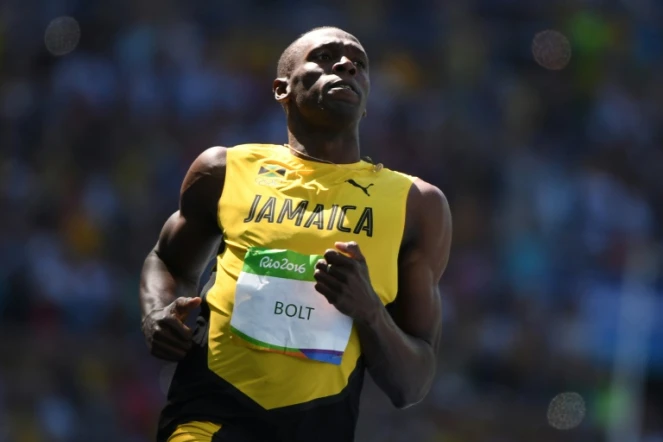 Le Jamaïcain Usain Bolt à l'issue de sa série du 100 m aux JO de Rio, le 13 août 2016