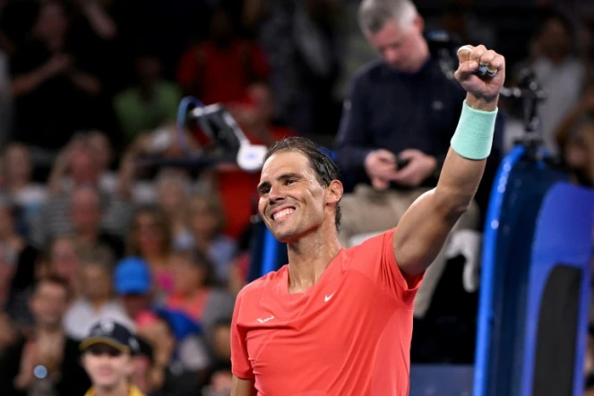 Rafael Nadal après sa victoire au premier tour du tournoi de Brisbane (Australie) face à Dominic Thiem, le 2 janvier 2024