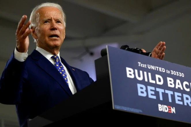 Joe Biden lors d'un discours de campagne, le 28 juillet 2020 à Wilmington, dans le Delaware