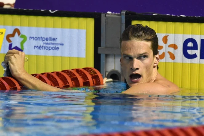 Yannick Agnel après la finale sur 200 m libre, le 30 mars 2016 à Montpellier