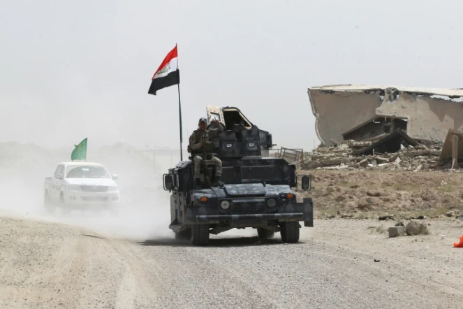 Forces gouvernementales irakiennes en route le 5 juin 2016 vers al-Azraqiyah au nord ouest de Fallouja