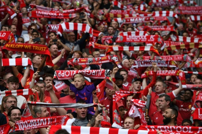 Fans de Liverpool lors d'un match de Premier League face à West Ham, au stade Anfield, le 12 août 2018