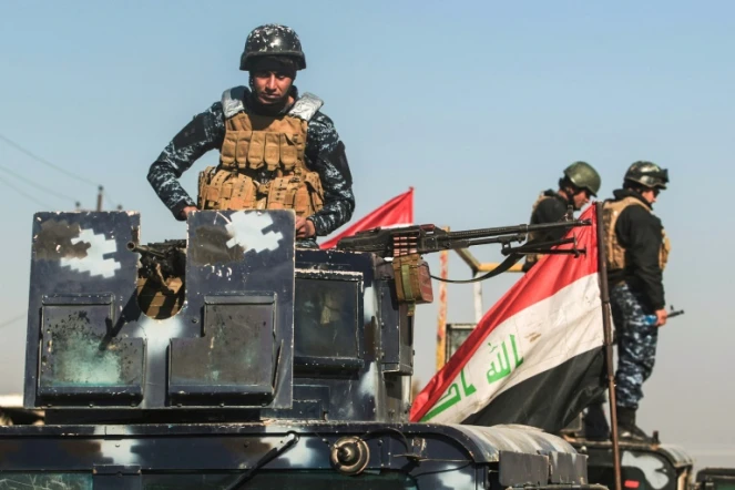 Les forces irakiennes dans le village d'Al-Bousseif, au sud de Mossoul, le 22 février 2017