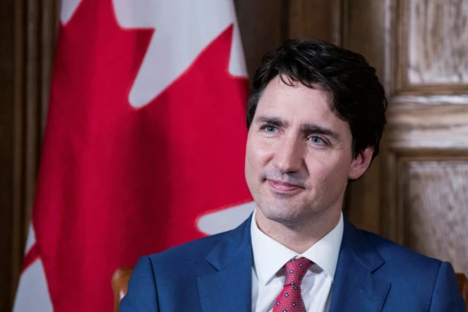 Le Premier ministre canadien Justin Trudeau répond aux questions de journalistes de l'AFP à Ottawa, le 9 mai 2018. 