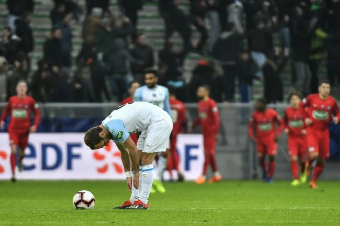 Valère Germain et l'Olympique de Marseille ont été surclassés par les amateurs d'Andrézieux à Saint-Etienne, en Coupe de France, le 6 janvier 2019