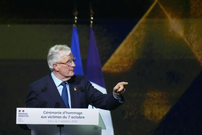 "Nous ne laisserons rien passer": un an après le 7-Octobre, le Premier ministre Michel Barnier a promis lundi soir que le gouvernement continuerait à "combattre l'antisémitisme par tous les moyens"