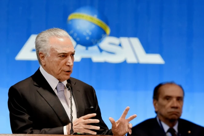 Le président brésilien Michel Temer ouvre le Forum international de l'eau à Brasilia, le 19 mars 2018