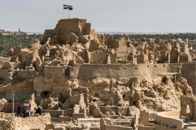 La forteresse récemment restaurée de Shali et ses environs, dans l?oasis désertique égyptienne de Siwa, à environ 600 km au sud-ouest de la capitale Le Caire, le 6 Novembre 2020