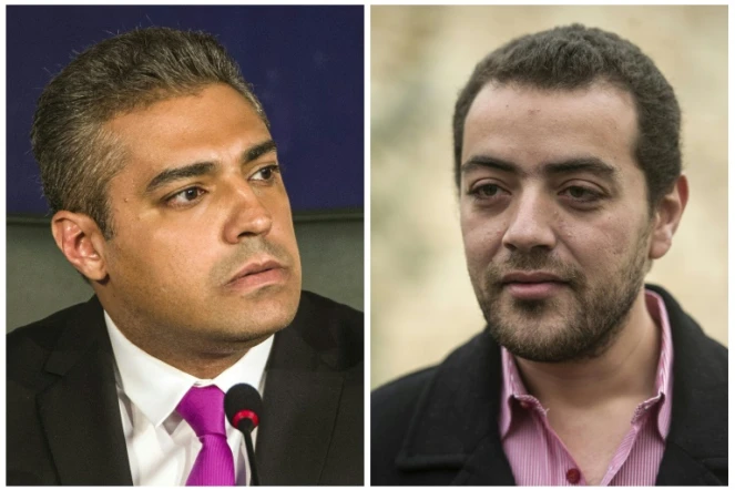 Un montage photo des deux journalistes de la chaîne qatarie Al-Jazeera,  l'Egyptien Baher Mohamed (D) et le Canadien Mohamed Fahmy, le 23 septembre 2015