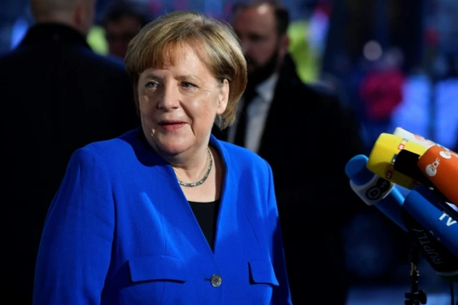 La chancelière allemande Angela Merkel arrive au siège du SPD pour des discussions avec les sociaux-démocrates, le 11 janvier 2018 à Berlin