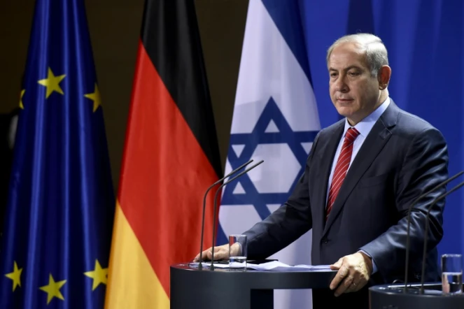 Le Premier ministre israélien Benjamin Netanyanhu lors d'une conférence de presse, le 21 octobre 2015 à Berlin