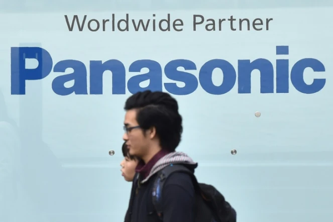 Logo du groupe japonais d'électronique et d'électroménager Panasonic, le 1er novembre 2016 à Tokyo 