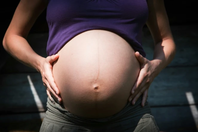 Une jeune femme enceinte à Ygos-Saint-Saturnin dans Les Landes, le 18 avril 2011