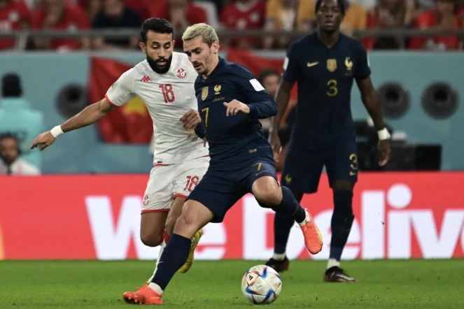 Antoine Griezmann, auteur de l'égalisation française, finalment refusée, face à la Tunisie. — AFP