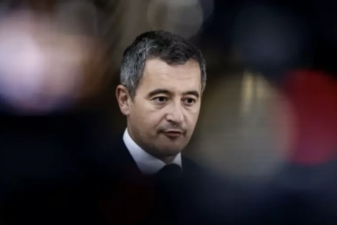 Le ministre de l'intérieur Gérald Darmanin au siège de l'UE à Bruxelles, le 8 décembre 2022 ( AFP / Kenzo TRIBOUILLARD )