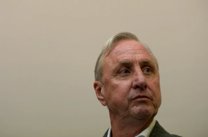 L'ancien footballeur néerlandais Johan Cruyff en conférence de presse, le 19 novembre 2015 à Barcelone 