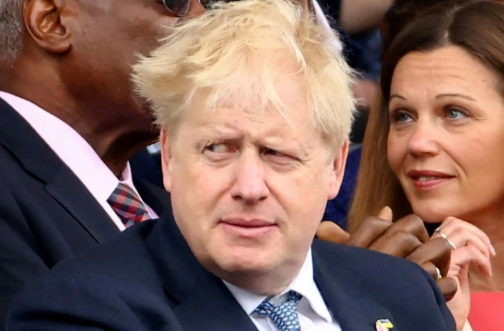 Le Premier ministre britannique Boris Johnson lors des célébrations du jubilé de platine d'Elizabeth II, le 5 juin 2022 à Londres 
