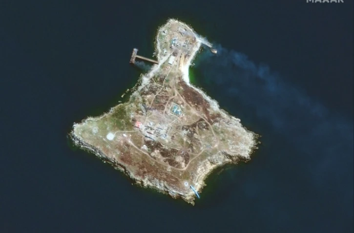 Image satellite diffusée par Maxar Technologies de l'île des Serpents, le 30 juin 2022