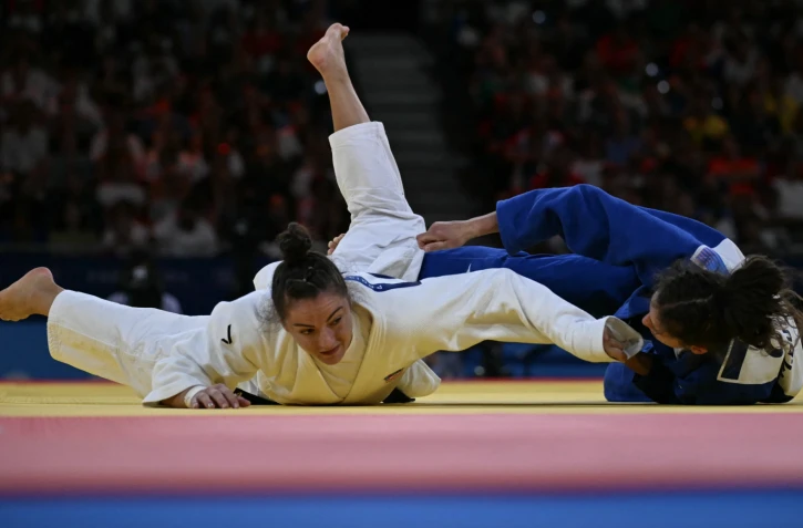 LUIS ROBAYO / AFP Barbara Matic lors de son combat contre Miriam Butkereit pour la médaille d’or le 31 juillet 2024 aux JO de Paris.