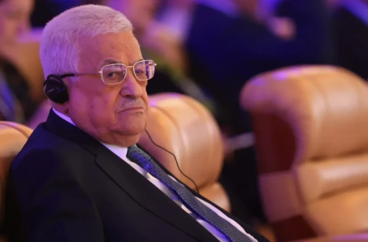 Le président de l'Autorité palestinienne Mahmoud Abbas au forum économique mondial le 28 avril 2024 AFP / Fayez Nureldine