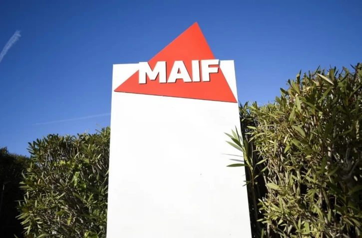 Le logo de l'assurance Maif à Hyères (Var), le 22 décembre 2023. (MAGALI COHEN / HANS LUCAS / AFP)