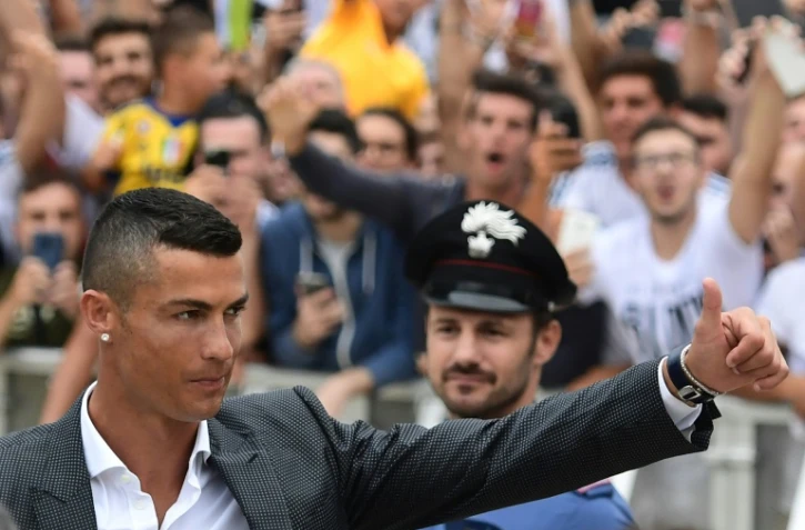 La star Cristiano Ronaldo à son arrivée au  centre médical de la Juventus, le 17 juillet 2018 à Turin