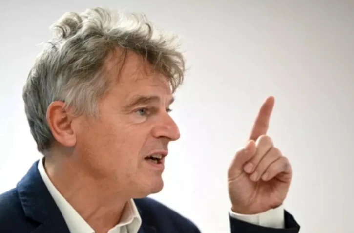 Fabien Roussel, le leader PCF, lors d'un déplacement en Espagne, Madrid, le 13 novembre 2021 ( AFP / GABRIEL BOUYS )