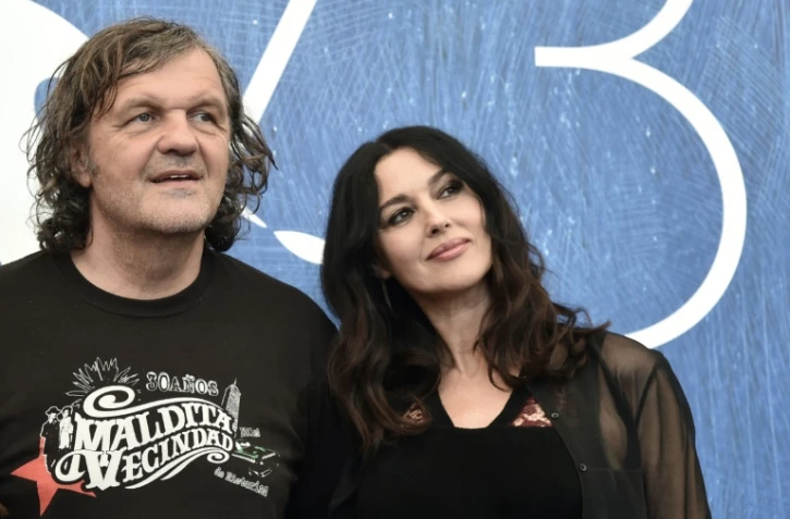 Le réalisateur Emir Kusturica et l'actrice Monica Bellucci lors de la présentation du film "On the Milky Road" à la Mostra de Venise, le 9 septembre 2016