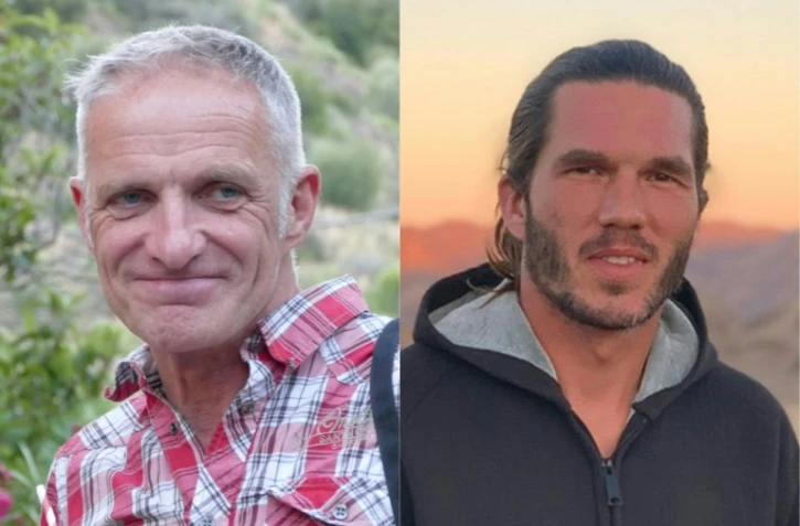 Photos non datées et non localisées du Franco-Irlandais Bernard Phelan (g), publiée par sa famille le 18 janvier 2023, et du Français Benjamin Brière, postée sur le compte Twitter de son avocat Saeid Dehghan