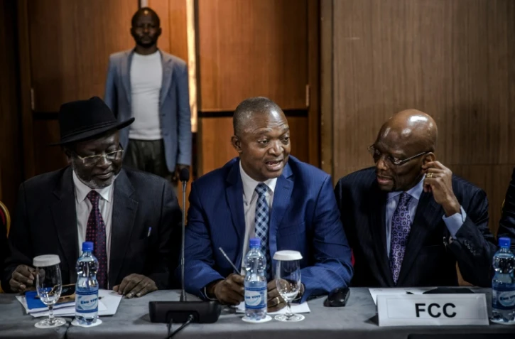 Le candidat à l'élection présidentielle Emmanuel Ramazani Shadary assiste à une rencontre avec les autres candidats à l'élection et avec la CENI, à Kinshasa, le 29 décembre 2018