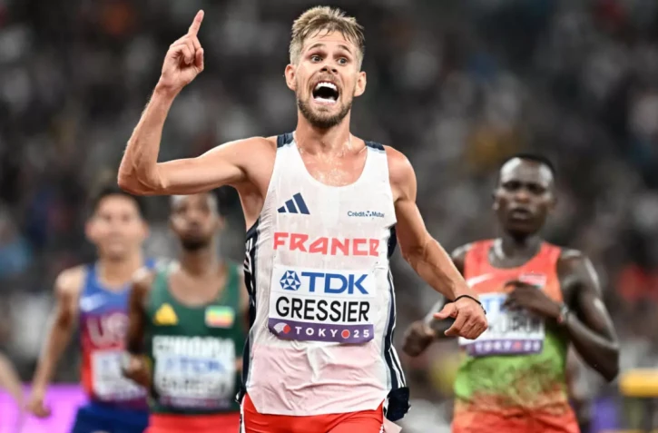  Le Français Jimmy Gressier est devenu champion du monde du 10.000 mètres à Tokyo, le 14 septembre 2025 © Jewel SAMAD / AFP 